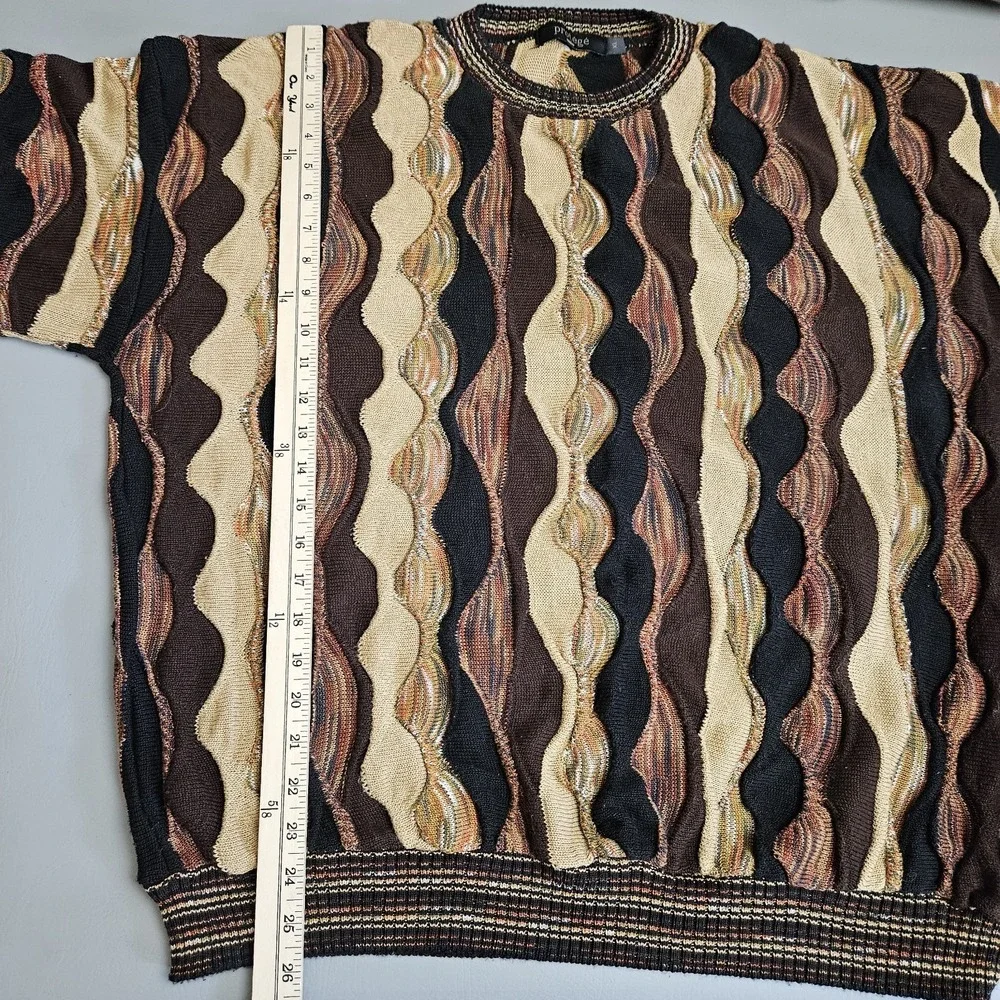 Vintage Protege Men's Sweater Size XL Textured 3D Knit Brown USA 90's Neutral